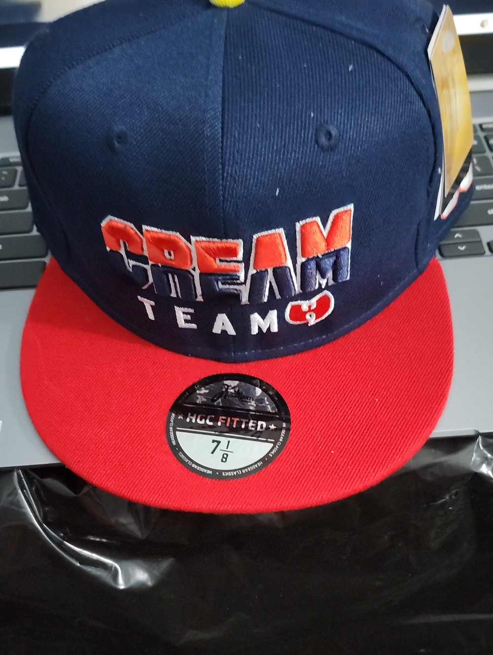 Cream Team Men's Navy and Red Snapback Hat